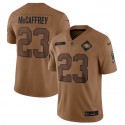 San Francisco 49ers #23 Christian McCaffrey 2023 Brown Salute To Service Limited Stitched Jersey