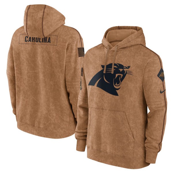 Carolina Panthers 2023 Brown Salute To Service Pullover Hoodie