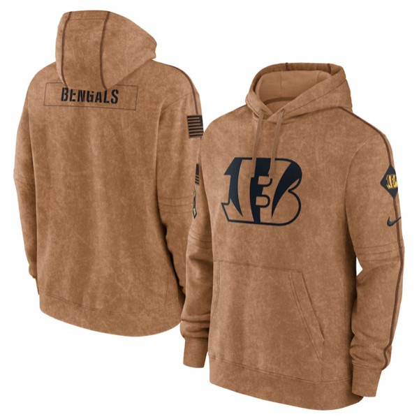 Cincinnati Bengals 2023 Brown Salute To Service Pullover Hoodie
