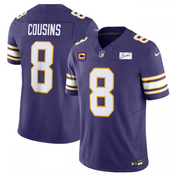 Minnesota Vikings #8 Kirk Cousins Purple 2023 F.U.S.E. F.U.S.E. Bud Grant Patch With 4-Star C Patch Vapor Untouchable Limited Stitched Jersey