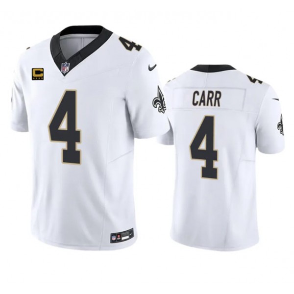 New Orleans Saints #4 Derek Carr White 2023 F.U.S.E. With 4-Star C Patch Vapor Untouchable Limited Stitched Jersey