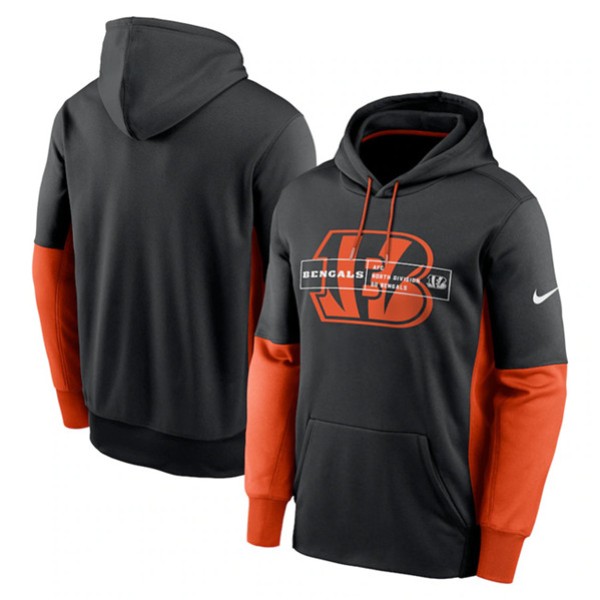Cincinnati Bengals Black Color Block Fleece Performance Pullover Hoodie