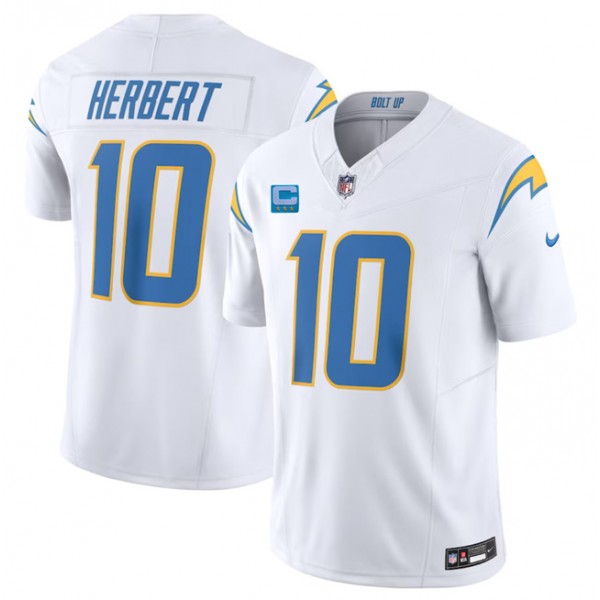 Los Angeles Chargers #10 Justin Herbert White 2023 F.U.S.E. With 3-Star C Patch Vapor Untouchable Limited Stitched Jersey
