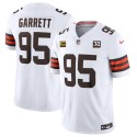 Cleveland Browns #95 Myles Garrett White 2023 F.U.S.E. With 4-Star C Patch And Jim Brown Memorial Patch Vapor Untouchable Limited Stitched Jersey