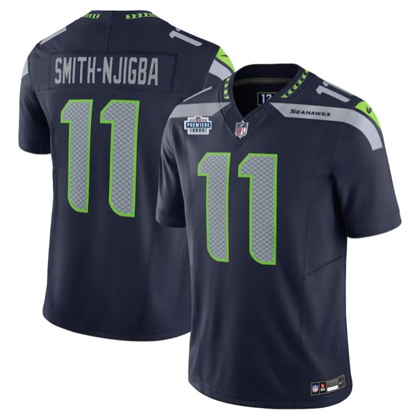 Seattle Seahawks #11 Jaxon Smith-Njigba Navy 2023 F.U.S.E. Prem1ere Patch Vapor Untouchable Limited Stitched Jersey