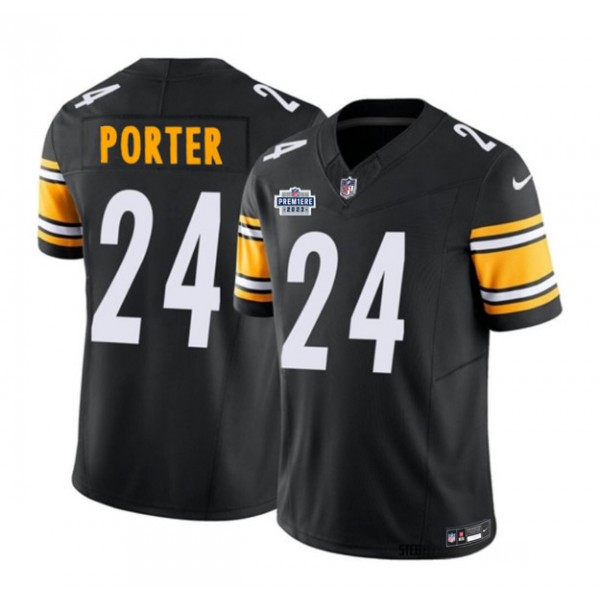Pittsburgh Steelers #24 Joey Porter Jr. Black 2023 F.U.S.E. Prem1ere Patch Vapor Untouchable Limited Stitched Jersey