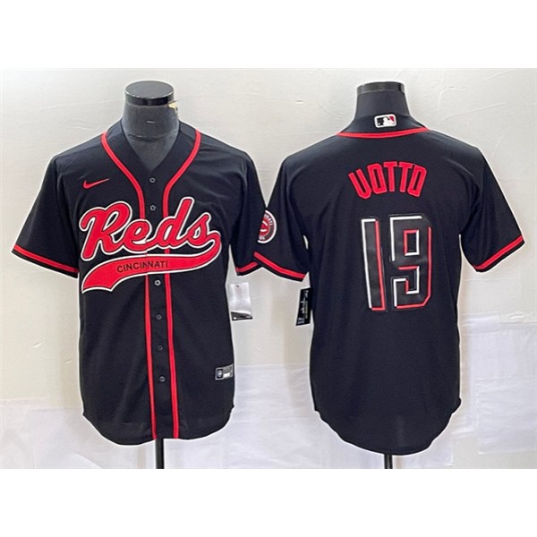 Cincinnati Reds #19 Joey Votto Black 2023 City Connect Cool Base Stitched Jersey