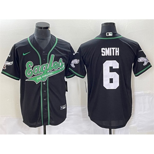 Philadelphia Eagles #6 DeVonta Smith Black Cool Base Stitched Jersey