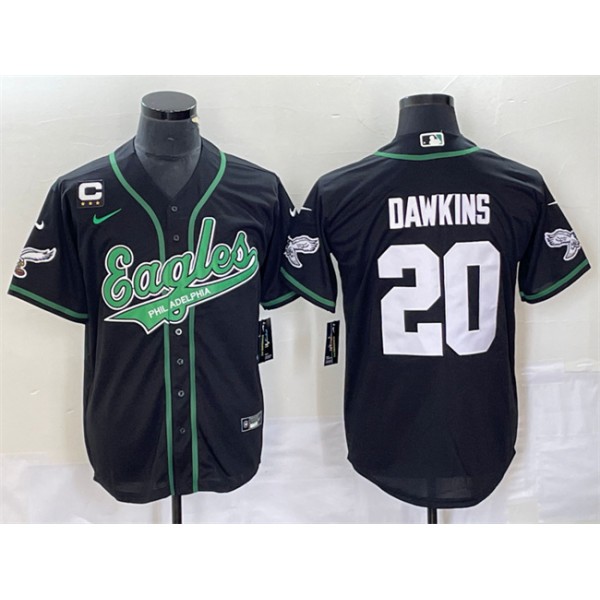 Philadelphia Eagles #20 Brian Dawkins Black With C Patch Cool Base Stitched Jersey