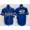 Seattle Seahawks Royal Throwback Team Big Logo Cool Base Stitched Jersey