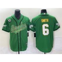 Philadelphia Eagles #6 DeVonta Smith Green Gold With C Patch Cool Base Stitched Jersey
