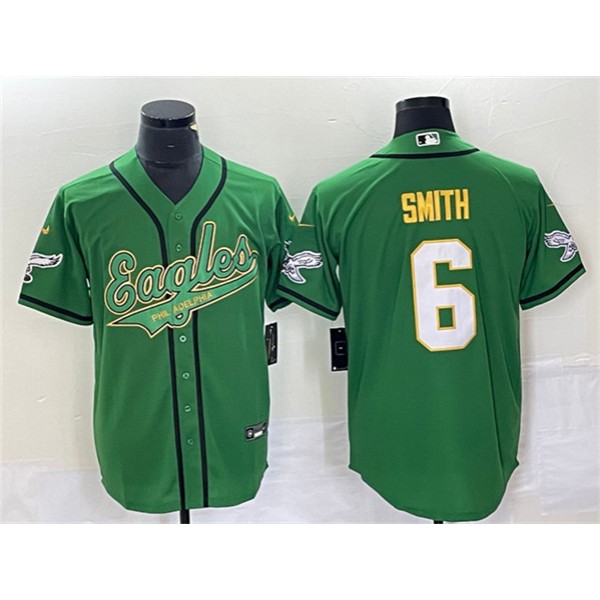 Philadelphia Eagles #6 DeVonta Smith Green Gold Cool Base Stitched Jersey