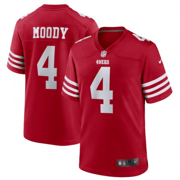 San Francisco 49ers #4 Jake Moody Red Stitched Game Jersey