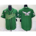 Philadelphia Eagles Green Gold Team Big Logo With C Patch Cool Base Stitched Jersey