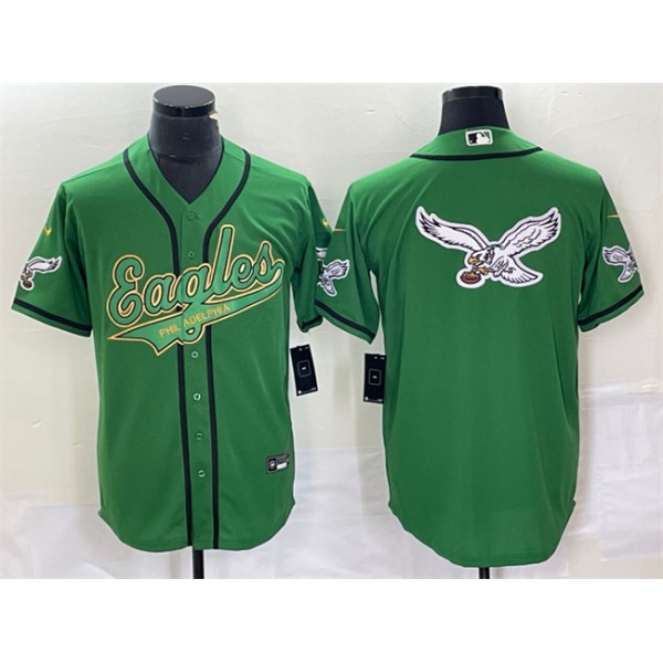 Philadelphia Eagles Green Gold Team Big Logo Cool Base Stitched Jersey