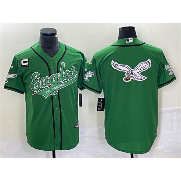 Philadelphia Eagles Green Team Big Logo With C Patch Cool Base Stitched Jersey