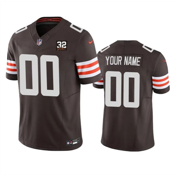 Cleveland Browns Custom Brown 2023 F.U.S.E. With Jim Brown Memorial Patch Vapor Untouchable Limited Stitched Jersey