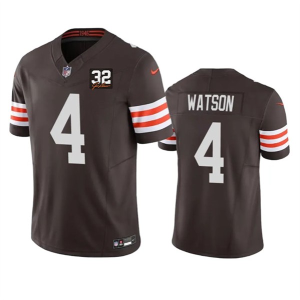 Cleveland Browns #4 Deshaun Watson Brown 2023 F.U.S.E. With Jim Brown Memorial Patch Vapor Untouchable Limited Stitched Jersey