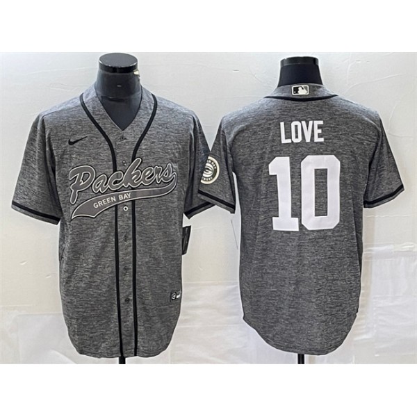 Green Bay Packers #10 Jordan Love Gray Cool Base Stitched Jersey