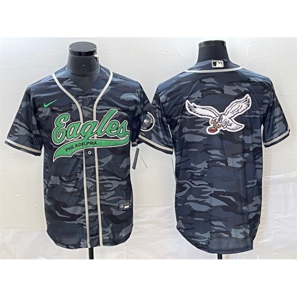 Philadelphia Eagles Gray Camo Team Big Logo Cool Base Stitched Jersey
