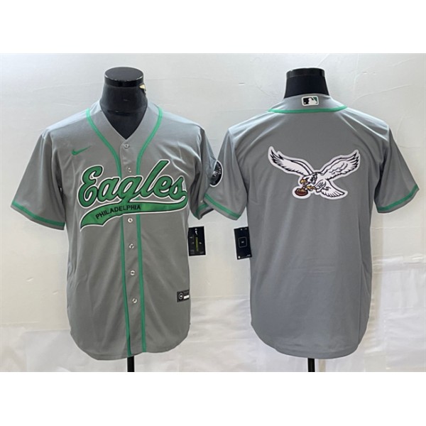 Philadelphia Eagles Gray Team Big Logo Cool Base Stitched Jersey