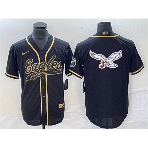 Philadelphia Eagles Black Gold Team Big Logo Cool Base Stitched Jersey