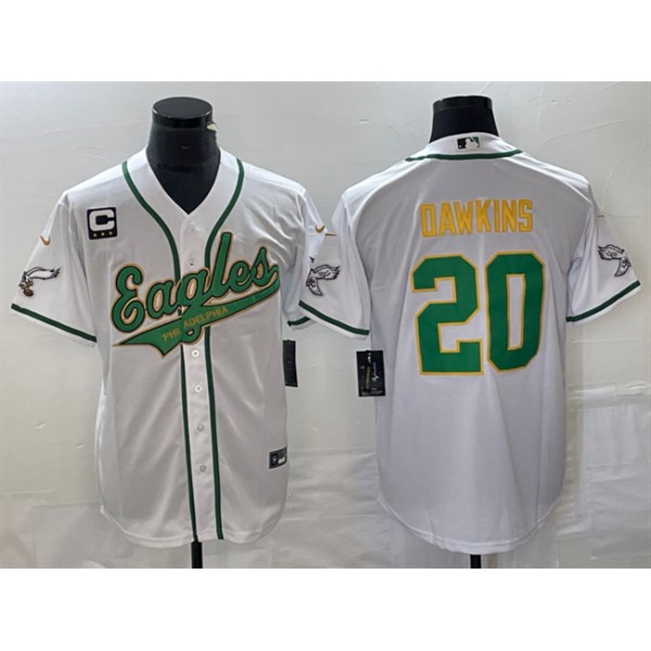 Philadelphia Eagles #20 Brian Dawkins White Gold With C Patch Cool Base Stitched Jersey