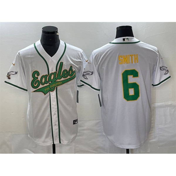 Philadelphia Eagles #6 DeVonta Smith White Gold Cool Base Stitched Jersey