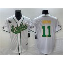 Philadelphia Eagles #11 A. J. Brown White Gold With C Patch Cool Base Stitched Jersey
