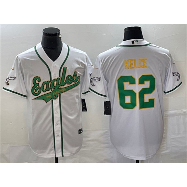 Philadelphia Eagles #62 Jason Kelce White Gold Cool Base Stitched Jersey
