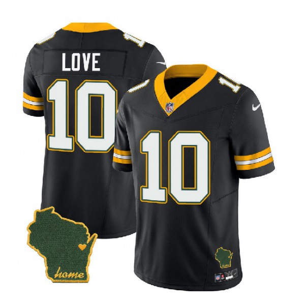Green Bay Packers #10 Jordan Love Black 2023 F.U.S.E. Home Patch Vapor Untouchable Limited Stitched Jersey
