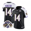 Baltimore Ravens #14 Kyle Hamilton Black White 2023 F.U.S.E With Patch Throwback Vapor Limited Stitched Jersey