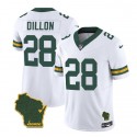 Green Bay Packers #28 A.J. Dillon White Home Patch 2023 F.U.S.E. Vapor Untouchable Limited Stitched Jersey