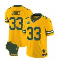 Green Bay Packers #33 Aaron Jones Gold 2023 F.U.S.E. Home Patch And 1-Star C Patch Vapor Untouchable Limited Stitched Jersey