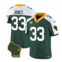Green Bay Packers #33 Aaron Jones Green White 2023 F.U.S.E. Home Patch And 1-Star C Patch Vapor Untouchable Limited Stitched Jersey