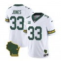 Green Bay Packers #33 Aaron Jones White 2023 F.U.S.E. Home Patch And 1-Star C Patch Vapor Untouchable Limited Stitched Jersey