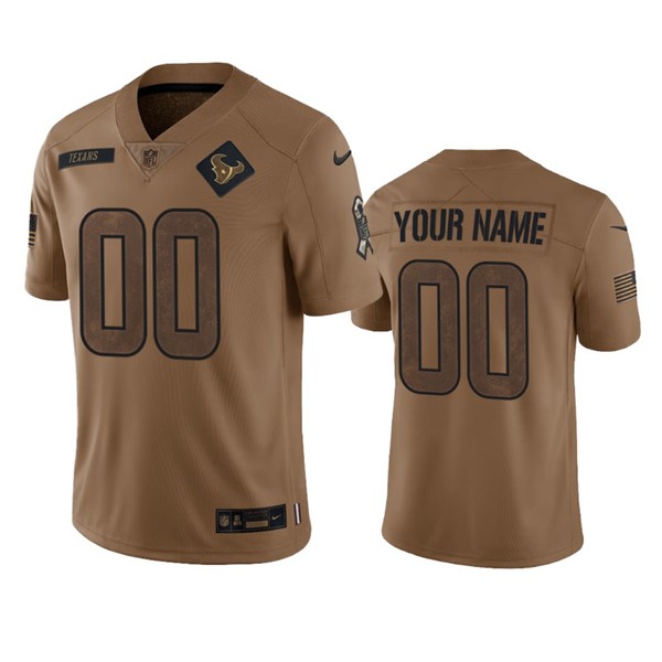 Houston Texans Custom 2023 Brown Salute To Service Limited Stitched Jersey