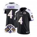 Baltimore Ravens #4 Zay Flowers Black White 2023 F.U.S.E With Patch Throwback Vapor Limited Stitched Jersey