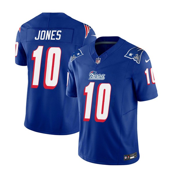 New England Patriots #10 Mac Jones Blue 2023 F.U.S.E. Vapor Limited Stitched Jersey