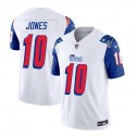 New England Patriots #10 Mac Jones White Blue 2023 F.U.S.E. Vapor Limited Stitched Jersey