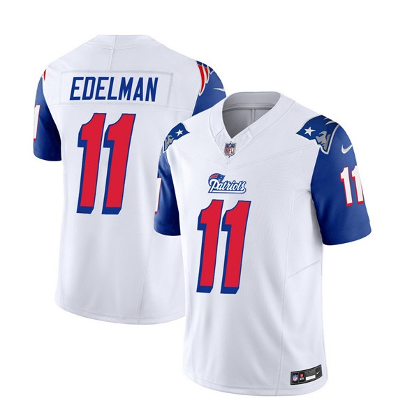 New England Patriots #11 Julian Edelman White Blue 2023 F.U.S.E. Vapor Limited Stitched Jersey