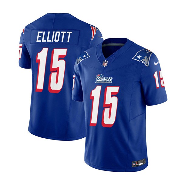 New England Patriots #15 Ezekiel Elliott Blue 2023 F.U.S.E. Vapor Limited Stitched Jersey
