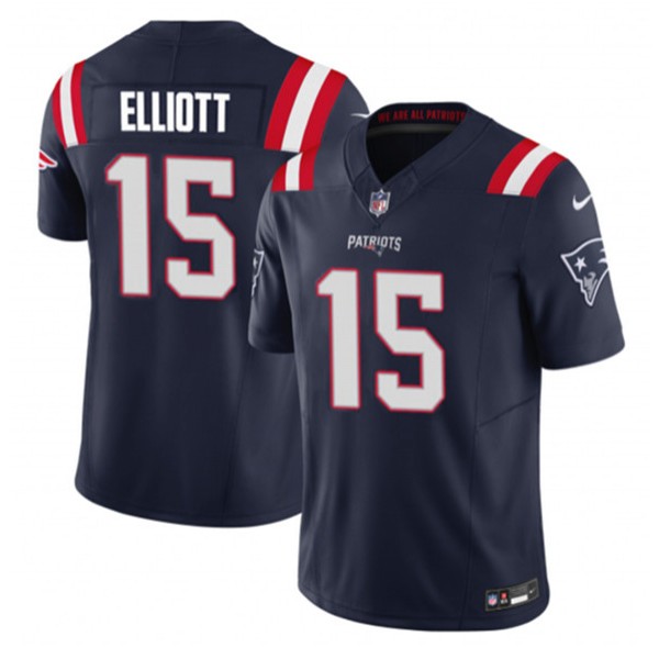 New England Patriots #15 Ezekiel Elliott Navy 2023 F.U.S.E. Vapor Limited Stitched Jersey