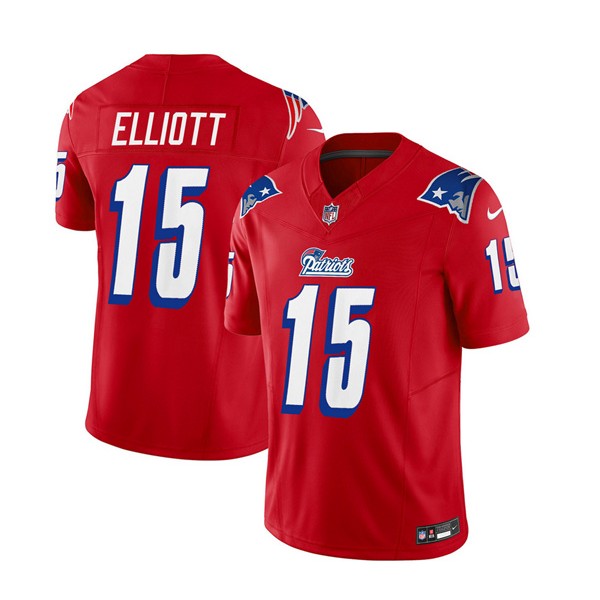 New England Patriots #15 Ezekiel Elliott Red 2023 F.U.S.E. Vapor Limited Stitched Jersey