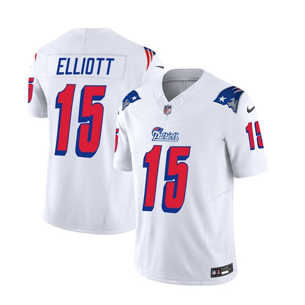 New England Patriots #15 Ezekiel Elliott White 2023 F.U.S.E. Vapor Limited Stitched Jersey