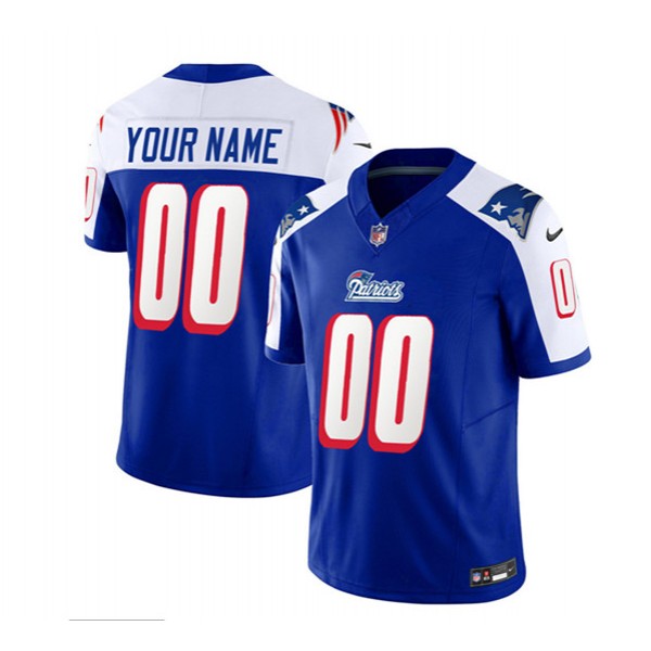 New England Patriots Custom Blue White 2023 F.U.S.E. Throwback Limited Stitched Jersey