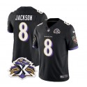 Baltimore Ravens #8 Lamar Jackson Black 2023 F.U.S.E With Patch Throwback Vapor Limited Stitched Jersey