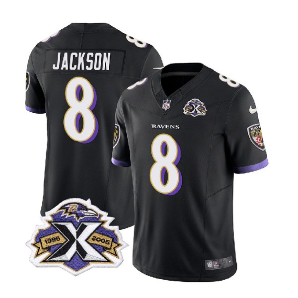 Baltimore Ravens #8 Lamar Jackson Black 2023 F.U.S.E With Patch Throwback Vapor Limited Stitched Jersey