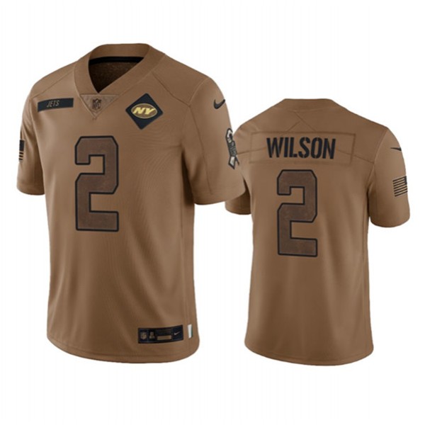New York Jets #2 Zach Wilson 2023 Brown Salute To Service Limited Stitched Jersey
