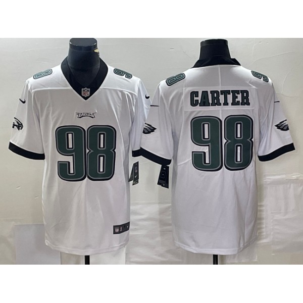 Philadelphia Eagles #98 Jalen Carter White Vapor Limited Stitched Jersey